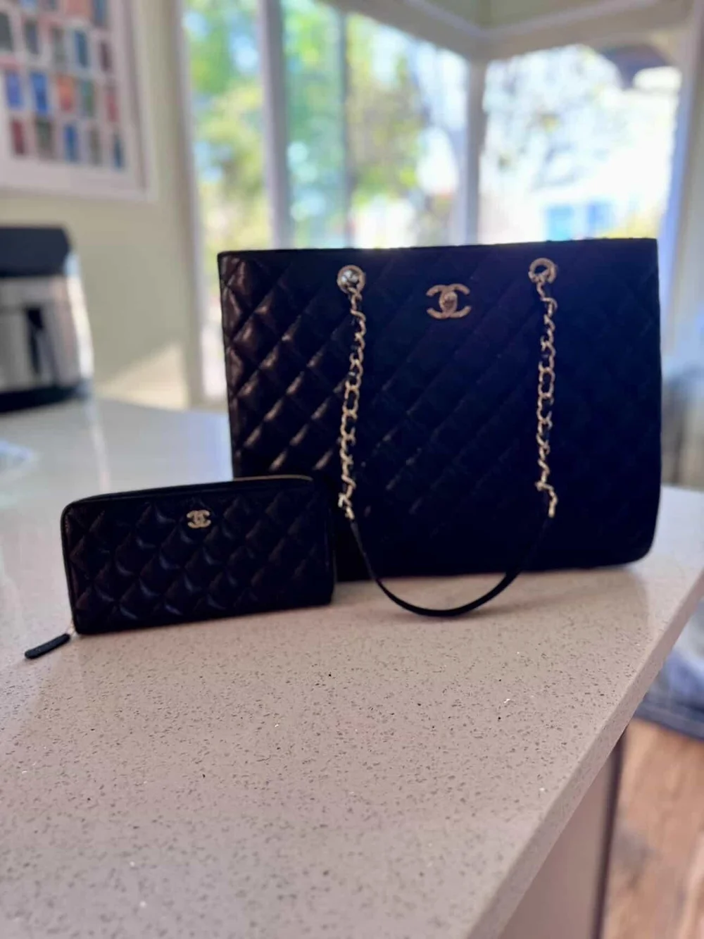 BRAND NEW Chanel Black Quilted Chain-Handle Tote with Matching Wallet - Picture 9 of 16